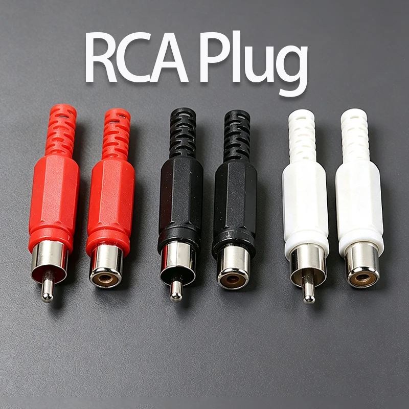 1-10PCS /Set RCA AV Male Plug Female Socket Lotus Plug Connector with Plastic Shell Welding Adapter for Audio Video Speaker