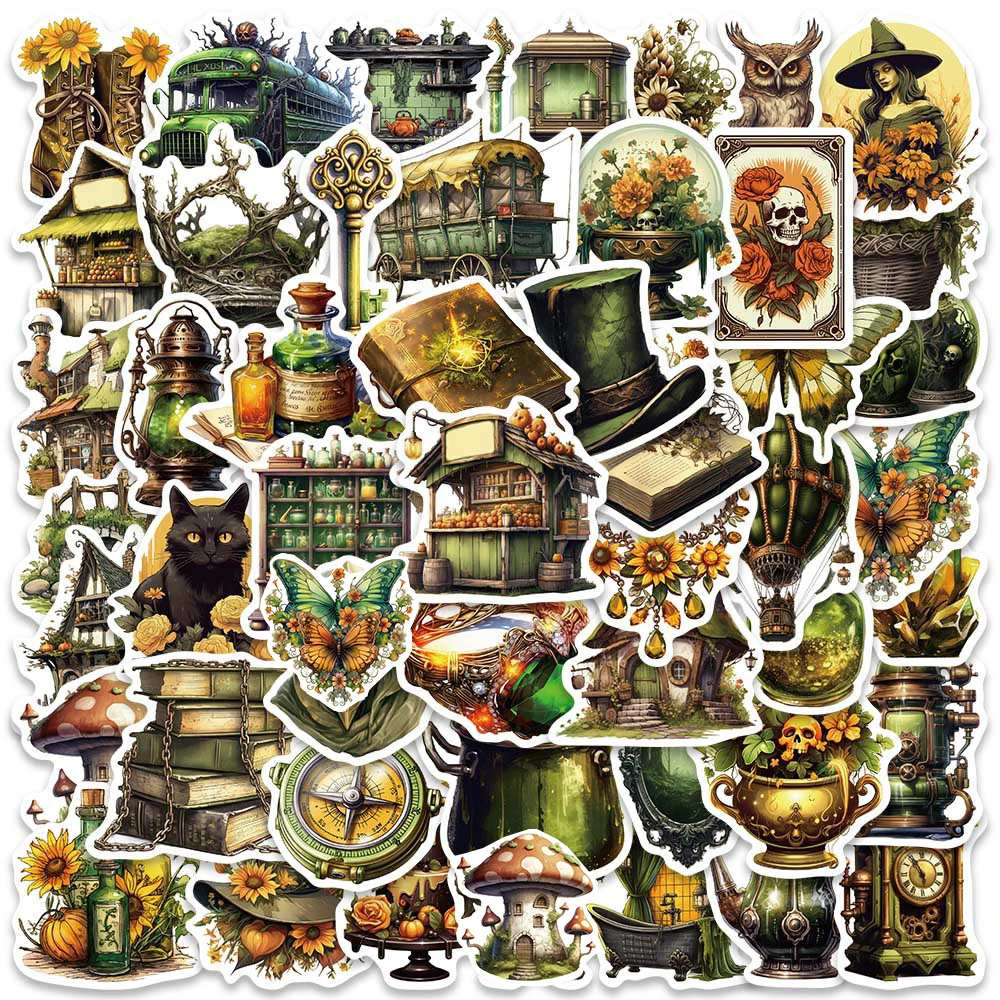 10/30/50pcs Vintage Jungle Magic Witch Graffiti Stickers Decal Notebook Phone Laptop Suitcase Cool Decoration Waterproof Sticker