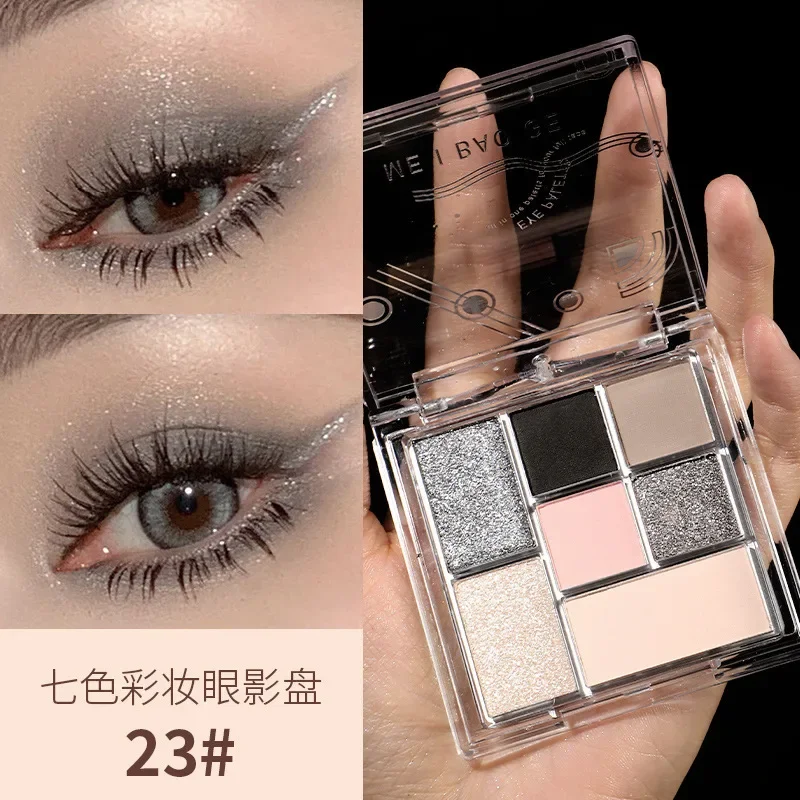 Paleta de sombras de ojos mate con purpurina, 6 colores, perlado, gris, negro, tonos brillantes, pigmentos de maquillaje, Cosméticos Palett