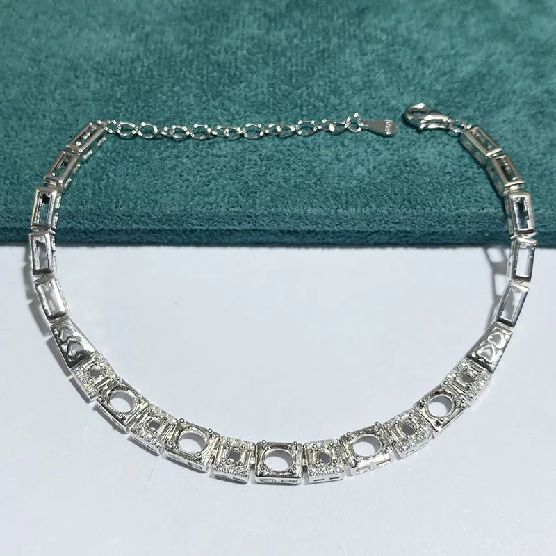 Pulsera de Plata Pura a la Moda con Gema Redonda Sin Engastar, Cadena de Mano para Mujer SS925, Joyería de Regalo, Nuevo Mode...