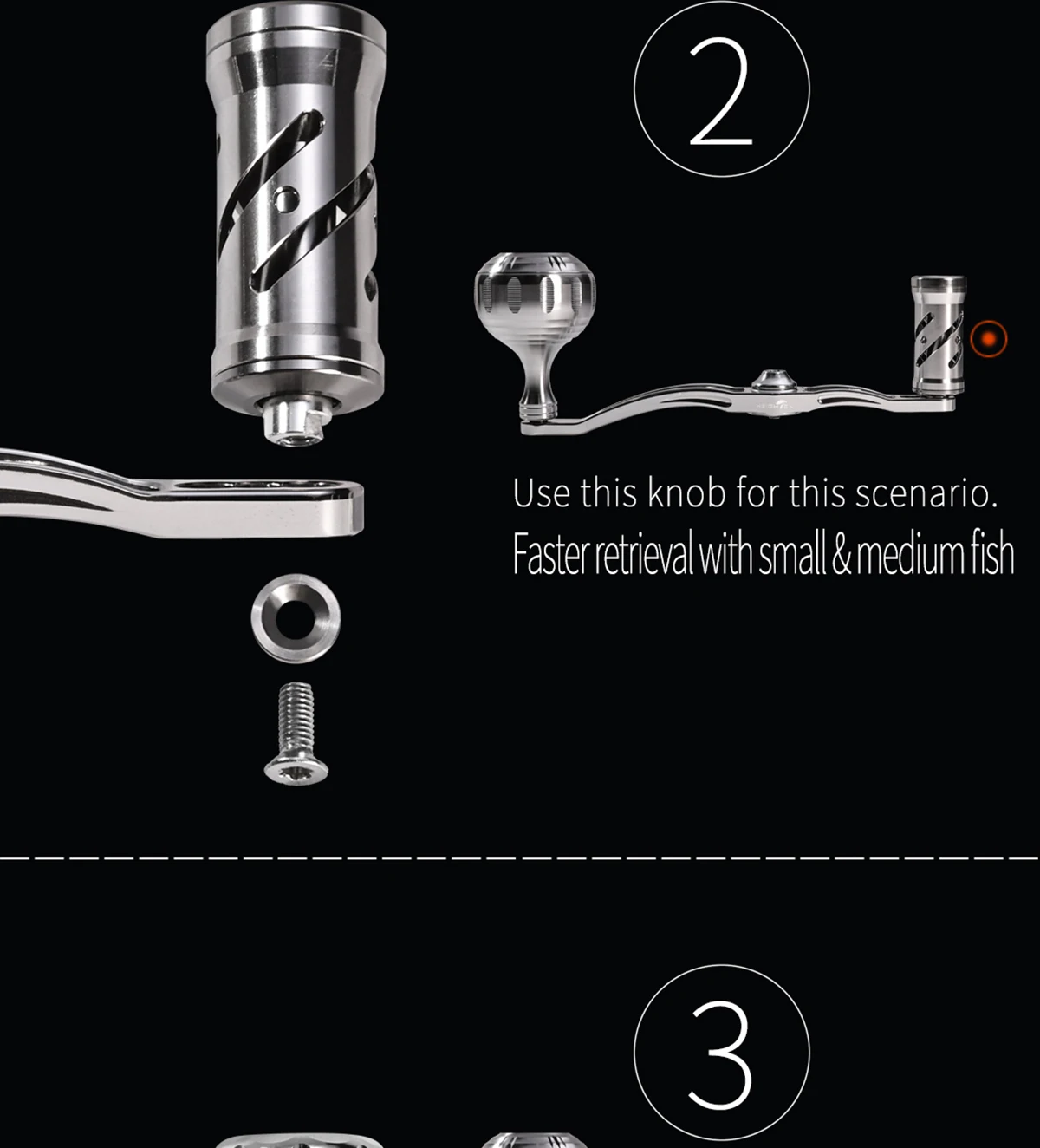 HEIGHTEN Verstellbarer Baitcasting-Rollen-Griff mit Knopf, Multifunktionales DIY-Modifikations-Zubehör für Köder-Angelzubehör – Detail 6