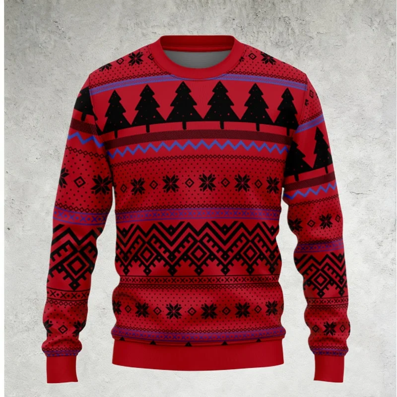 

2025/26 Autumn and Winter New Snow Reindeer Oversized Women's Adult Ugly Christmas Sweater Christmas Party Pullover