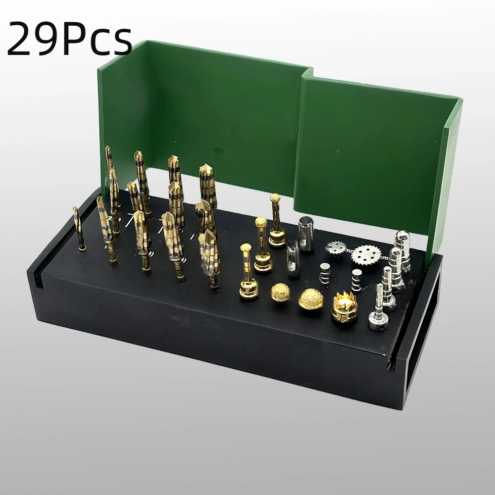 29Pcs Dental Osseodensification Bur Drills Dental Implant Green Kit Surgical Bone Saw Disk Membrane Tissue Punch Instrument