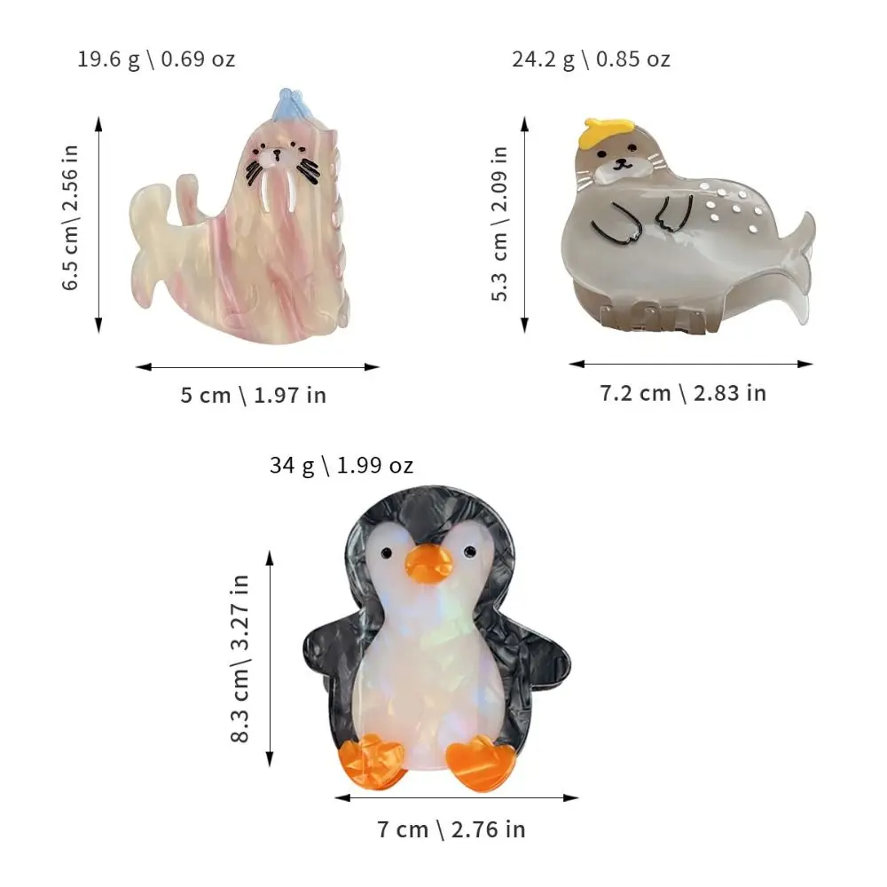 Creative Sea Lion Seal Acetate Hair Clip Geometry Ponytail Clip Ocean Animal Shark Clip Novetly Lovely Creative Hair Claw Daily