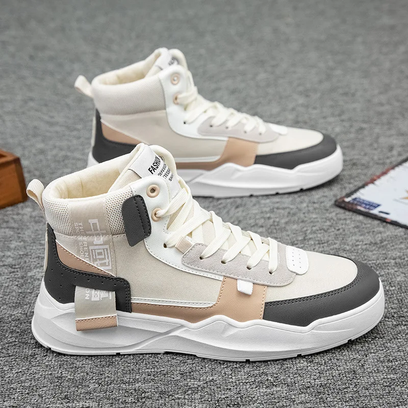 

High Top Men Casual Shoes Breathable Non Slip Men Shoes Versatile Board Shoes for Men Boots Trendy Sneaker for Made in China