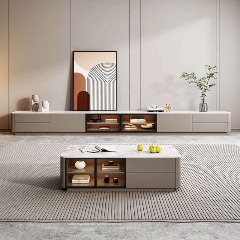 

Современная простая подставка под телевизор для гостиной, бытовой угловой светильник с высоким закругленным угловым шкафом, роскошная интерьерная мебель MEuble 1)