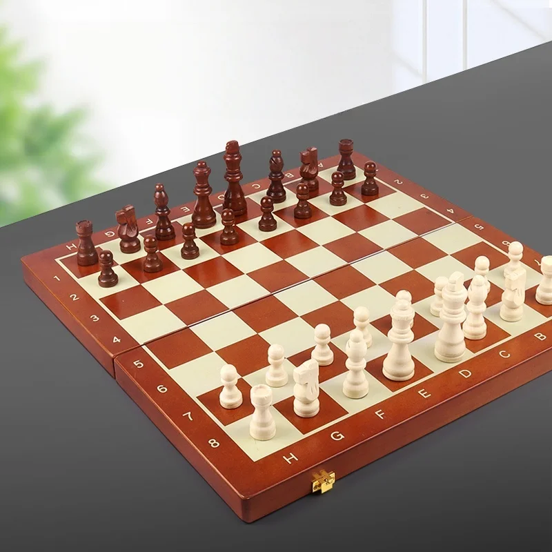 

Chess Set Top Grade Wooden Folding Big Traditional Classic Magneti Solid Wood Pieces Walnut Chessboard Children Gift Board Game