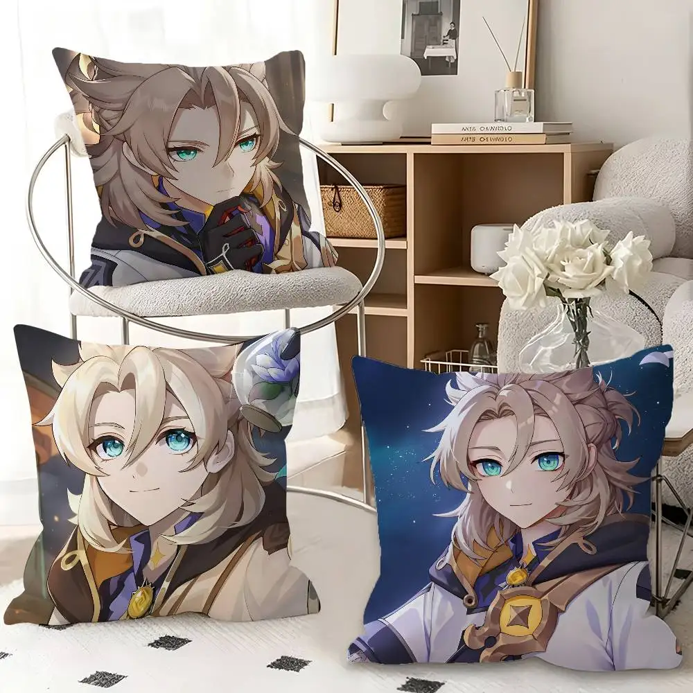 1pc Creative Game Genshin Impact Albedo Pillow Case Fashion Square Pillowcase Bedroom Sofa Room Ins Decoration Leisure