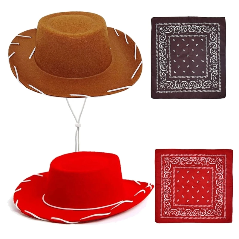 

Beach Vacation Hat and Square Head Scarf Breathable Durability Denims Hat
