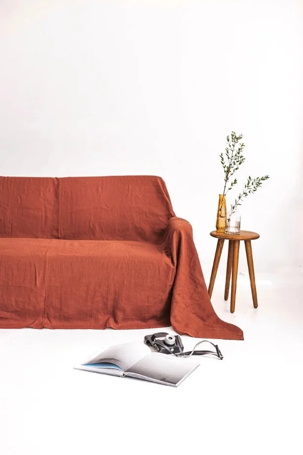 French Pure Linen 100% Fabric Pure Color Sofa Cover Cloth Sofa Towel Suitable for All Seasons Love Seat Couch Cover Summer New - Image 3