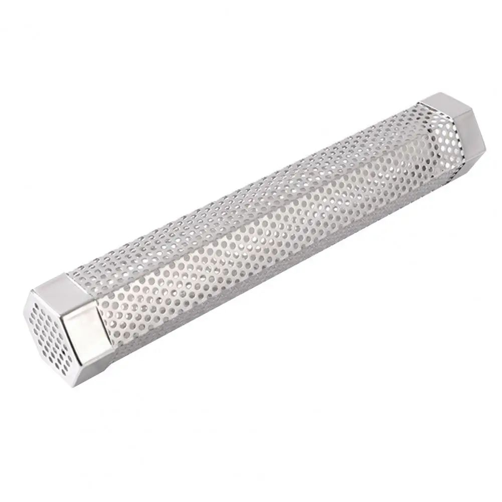Pellet Tube Stainless Steel BBQ Smoke Tube With Ventilation Holes Heat-Resistant Reusable Smoke Grill Tube Camping Accessories