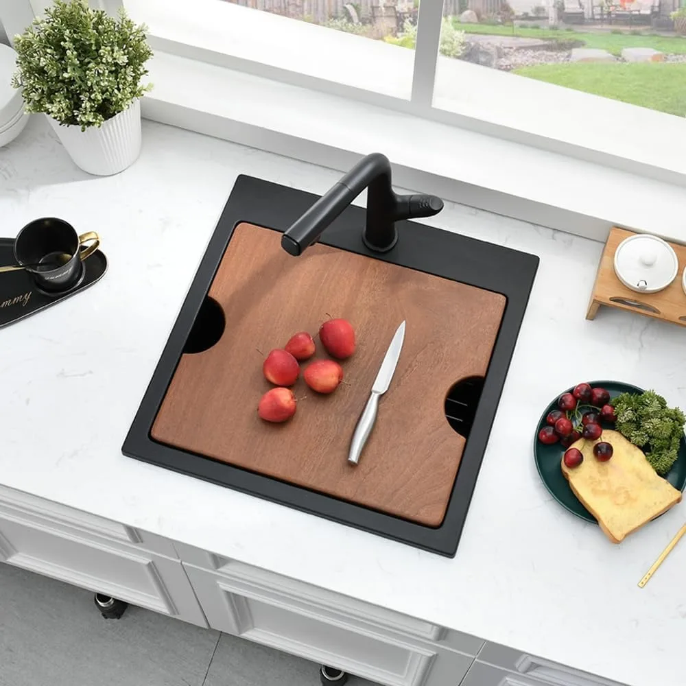 Quarz-Barspüle, 45,7 cm, Drop-In – kleine Wohnmobil-Küchenspüle für den Außenbereich, Topmount-Workstation für nasse Bar