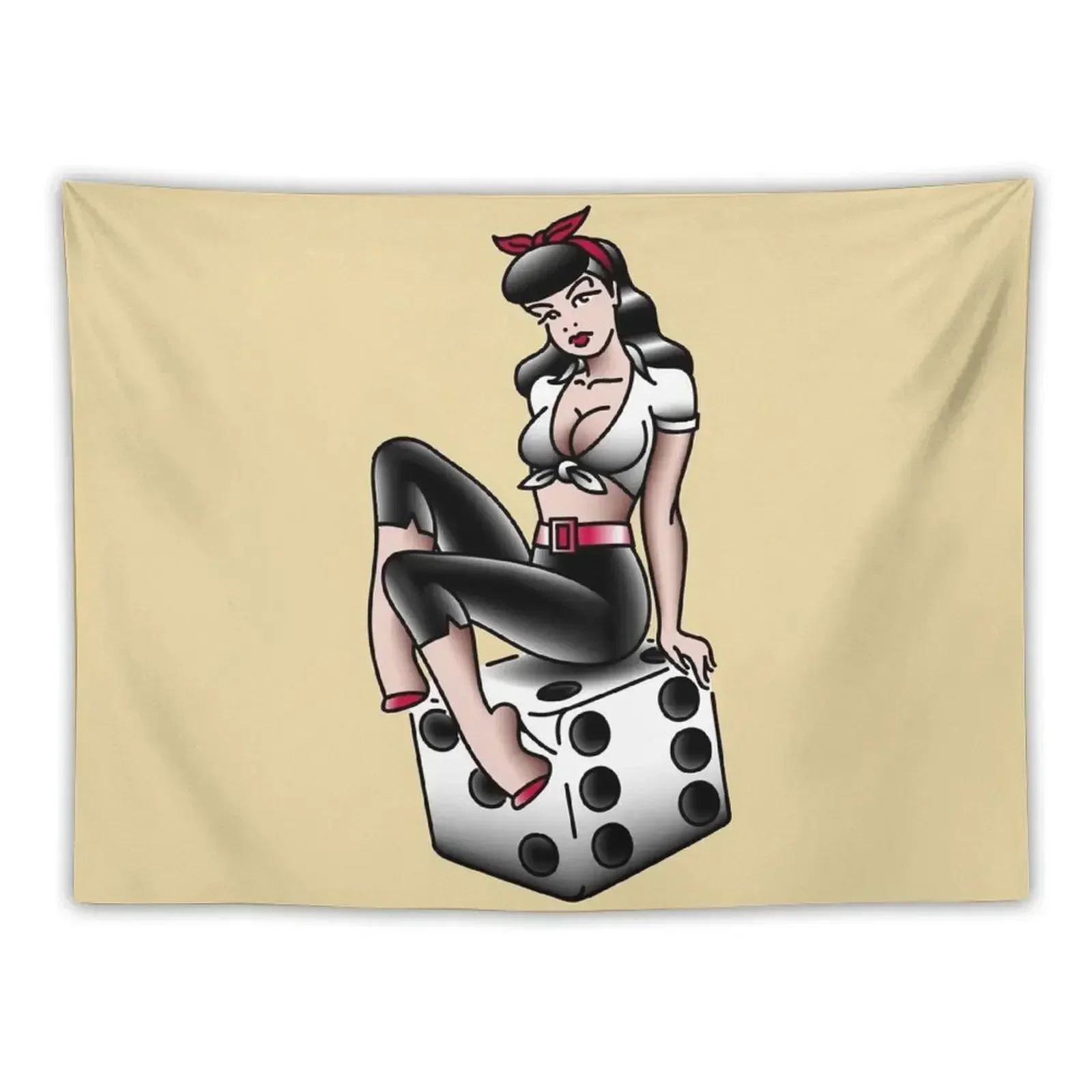 Salty-Dog American traditional lowbrow rockabilly pin-up gal Tapestry Tapete For The Wall Tapestry