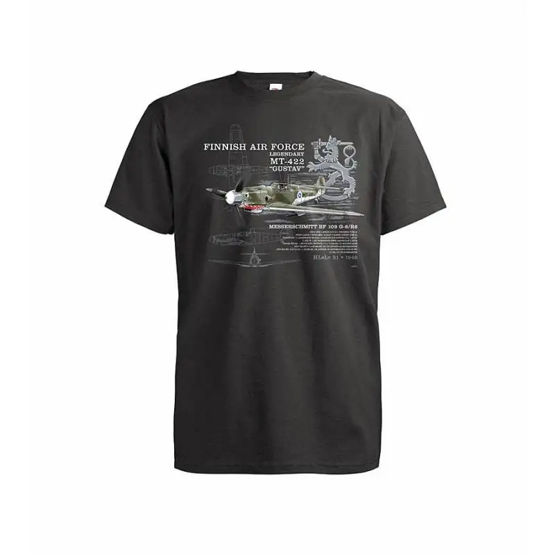 Finnish Air Force Messerschmitt BF-109 Fighter T-Shirt 100% Cotton O-Neck Summer Short Sleeve Casual Mens T-shirt Size S-3XL