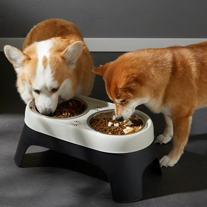 LMZOE New  Elevated Pet Bowl anti knock stainless steel food Cat Bowls Dog Feeder Bowls for Small Medium Large Dogs