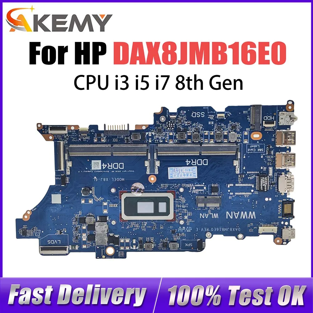 Laptop Motherboard For HP ProBook 440 450 G6 L44883 L44885-601 L44884-601 L44881-601 DAX8JMB16E0 Mainboard CPU I3 I5 I7 8th Gen