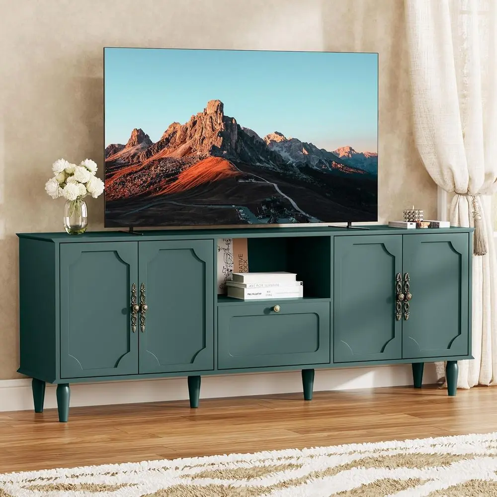 

67 TV Stand for 75+ Inch TVs, Storage Entertainment Center, Adjustable Shelf Media Console, Wooden Cabinet for Living or Bedroom