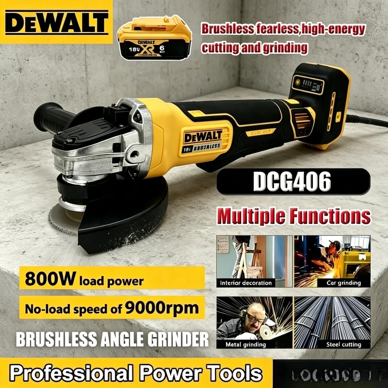 

Dewalt DCG406 Power Tool 9000RPM Brushless Cordless Angle Grinder Rechargeable 125MM Cutting Machine Impact Polisher Machine