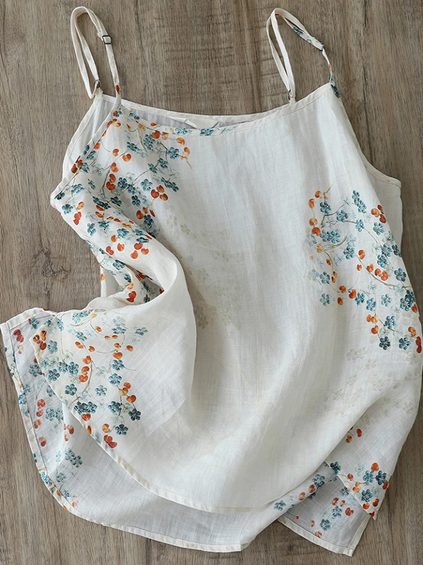 Künstlerisch bedrucktes Leinen – Crop Blouse Linen Bewertung und Preis