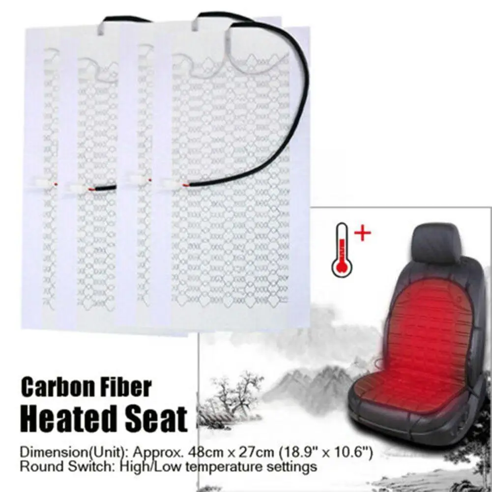 1pcs Universal Car Heated Seat Covers Pad 12V Heating Warmer Seat Styling Cushion Heater Carbon Mat Car Fiber Winter Safe M0M7