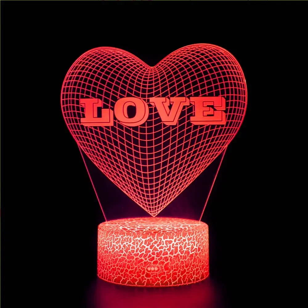 Love Heart Shaped Couples Boy and Girl Friends Picture Wedding Anniversary Gift Decoration 3D Night Light LED Table Lamp  Doll