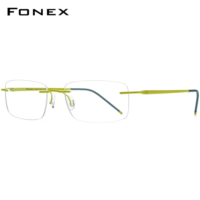 FONEX Rimless Titanium Eyeglasses Frame Men Brand Design Frameless Glasses Women Ultralight Screwless Japanese Eyewear 85853
