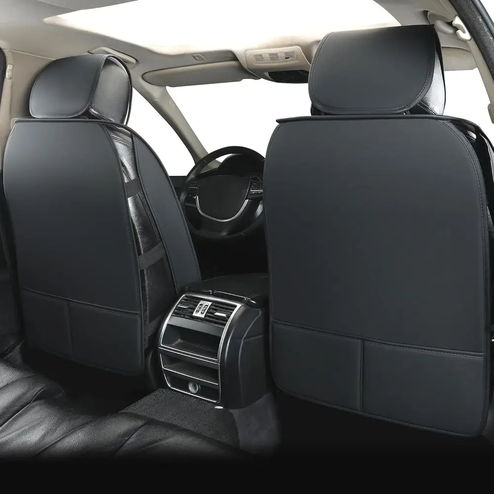 أغطية مقاعد السيارة ذات المقاس العالمي، زوج أمامي، أسود-أحمر، مادة جلدية لسيارات الدفع الرباعي والشاحنات #3