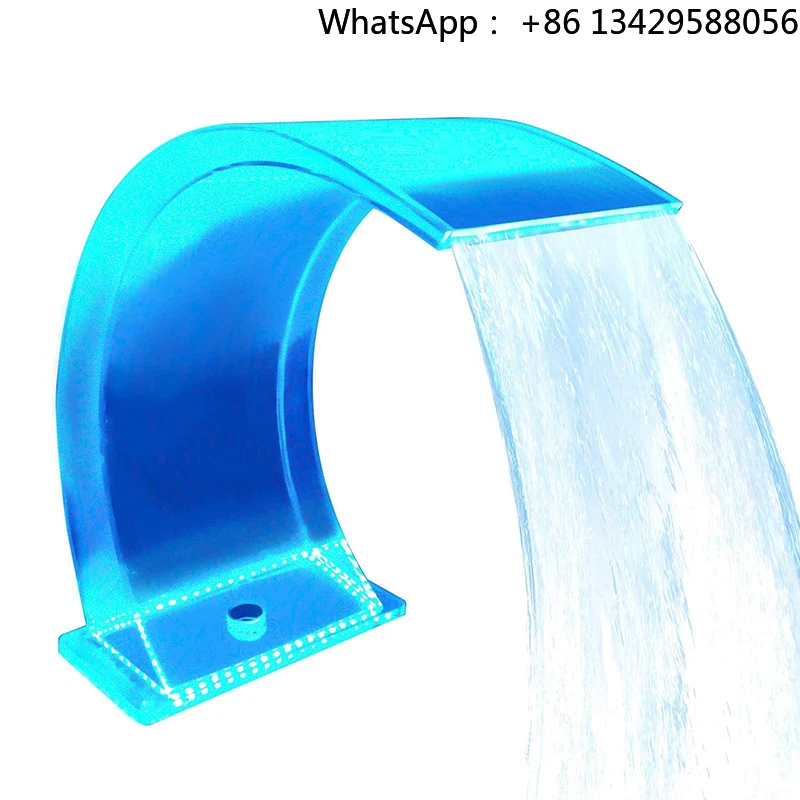 

New 2024 Transparent Acrylic Water Cascada Piscina Custom Outdoor Water Descent Led Swimming Pool Waterfall