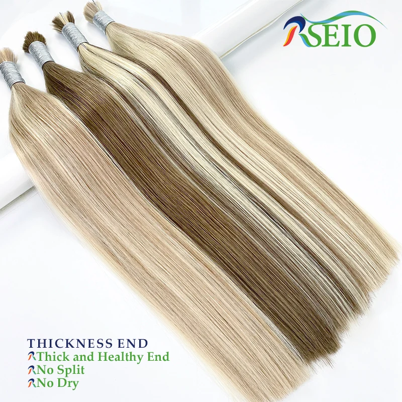 RSEIO Bulk Hair Extensions Remy Human Hair 100% Real Natural Hair Black Brown Blonde 613 Color 16-24inch For salon