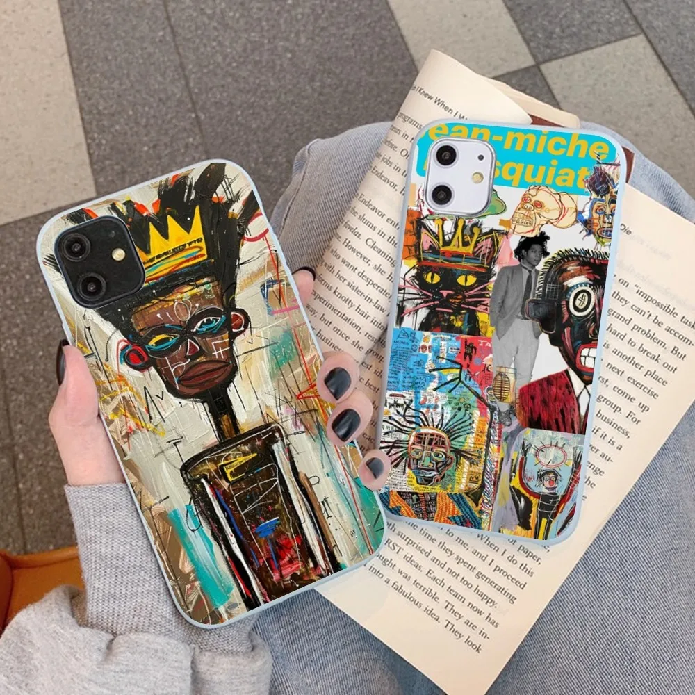 Artist J-Jean-Michel-Basquiat Phone Case For IPhone 14 11 12 13 Mini Pro Xs Max 8 7 6 6S Plus X XR Solid Candy Color Case