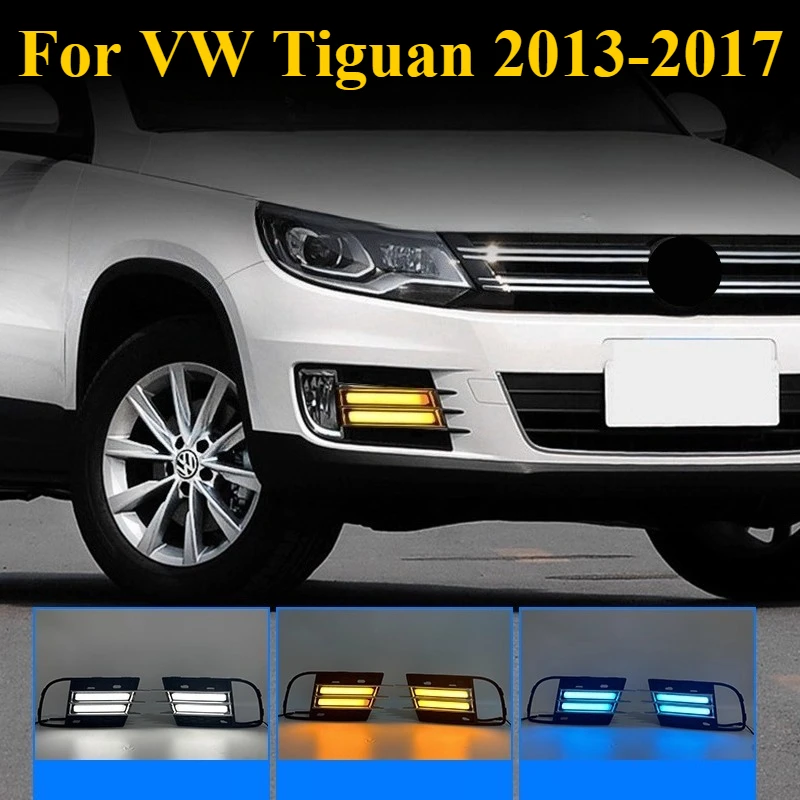 

For VW Tiguan 2013-2017 RGB LED Fog Lamps - Tri-Mode DRL/Flow Turn/Fog Light w/OEM Fit & Dustproof Housing
