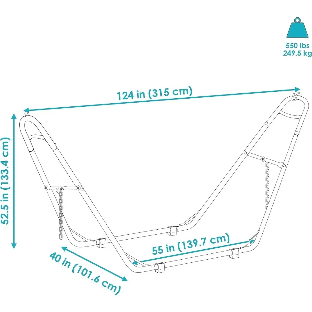 Universal 2-Person Hammock Stand - 550-Pound Capacity - Heavy-Duty Steel Outdoor Hammock Stand - Fits 9 to 14 Foot Hammocks