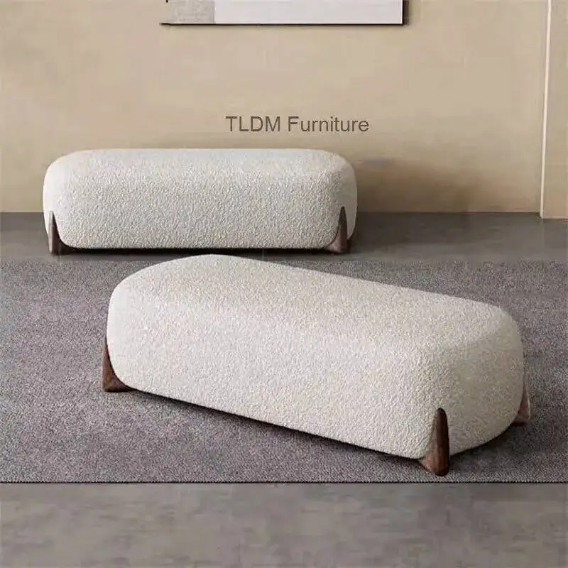 

Роскошные пуфы-табуреты из овечьей шерсти для магазинов одежды, скандинавские дизайнерские банкетки для примерочных, простые табуреты для переобувания, табуреты для изножья кровати в спальню