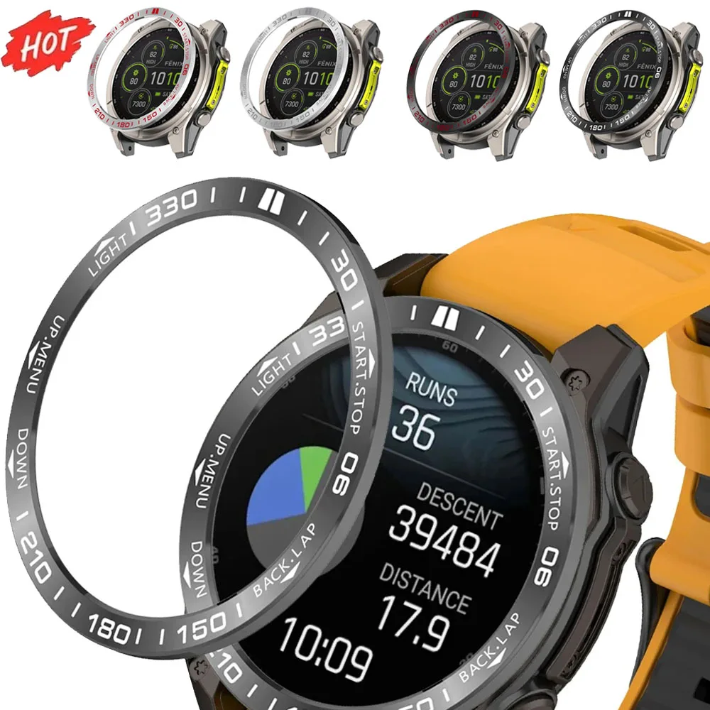 Edelstahl-Metall-Lünettenring für Garmin Fenix 8 51/47/43mm Zeit-/Geschwindigkeitsskala Kratzfester Rahmen für Garmin Tactix 8 47/51mm