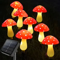 8 Head Solar Mushroom Lights Stake Garden Decor, Festive Christmas Fairy Lights for Outdoor Yard, Wedding Party Atmosphere