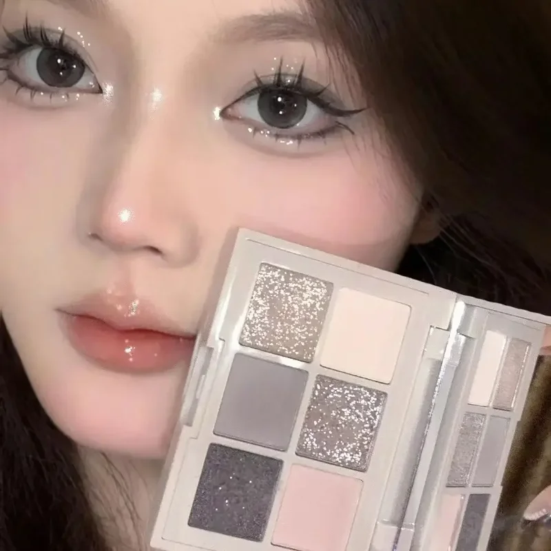رمادي منغم ظلال العيون بريق ماتي لامع ظلال العيون لوحة 6 ألوان بيرليسسينت يشكلون أصباغ لوحة مستحضرات التجميل النسائية 2024 #1