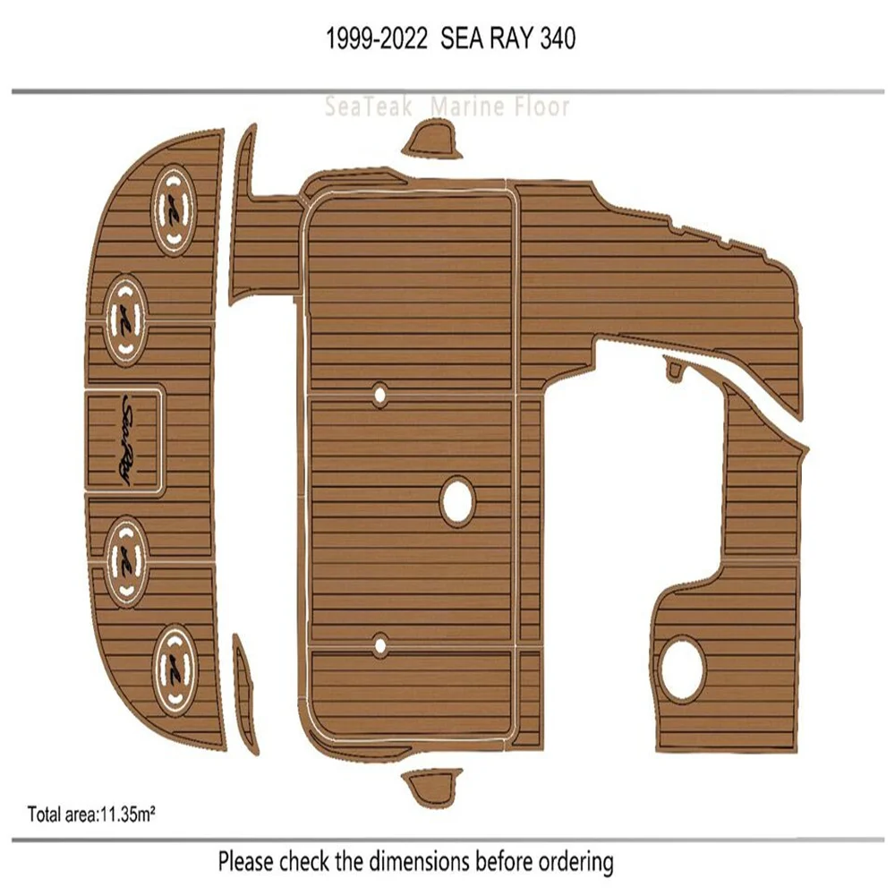 

1999-2002 SEARAY 340 sundancer Cockpit Swimming platform 6mm EVA FAUX Teak Deck SeaDek MarineMat Gatorstep Style Self Adhesive