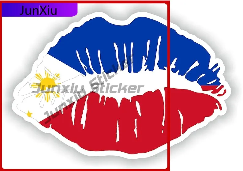 

Philippines Lips Flag Stickers Waterproof Decals Funny Car Decoration Cartoon Stickers Cover Scratch-proof Accessories For Suv