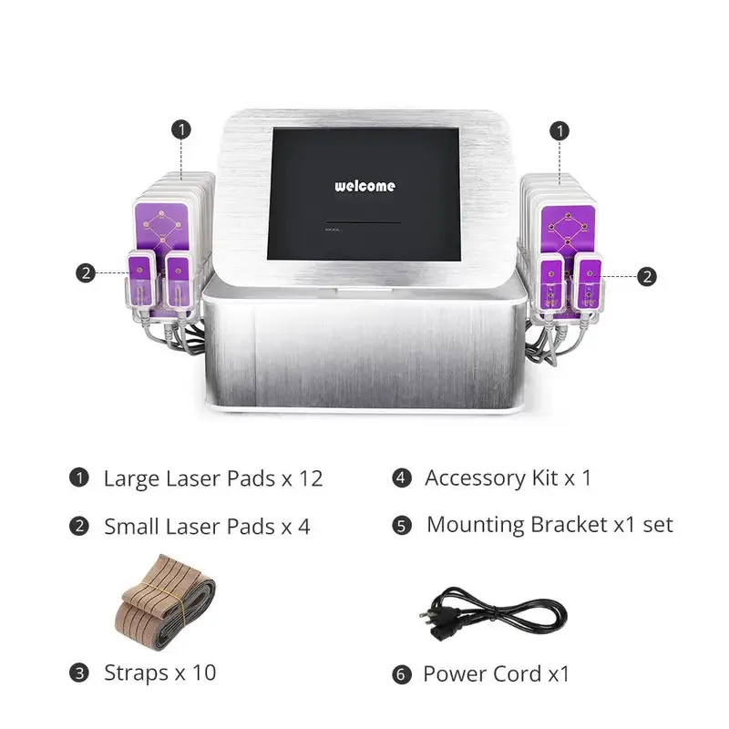 

LLLT Laser Beauty Liposis Machine 160mw 635nm-650nm 16 LED Pads Lipo Lasers Fat Burner Machine