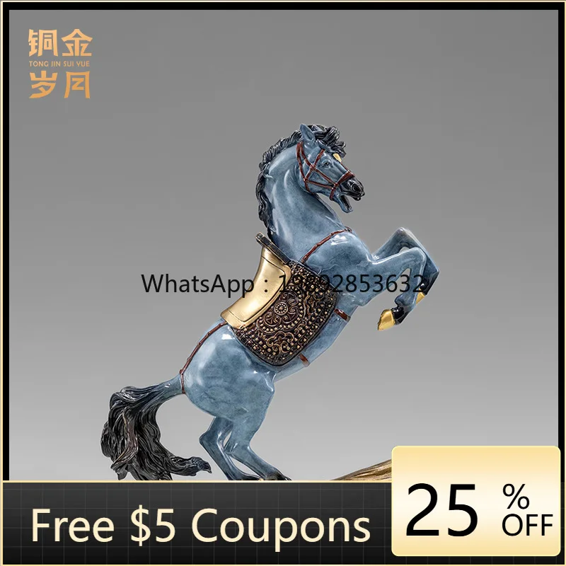 

LYY Copper Art Workshop War Horse Brass Ornament Zodiac Horse Metal Copperware Crafts Home Entrance Copper Horse Gift Ornament