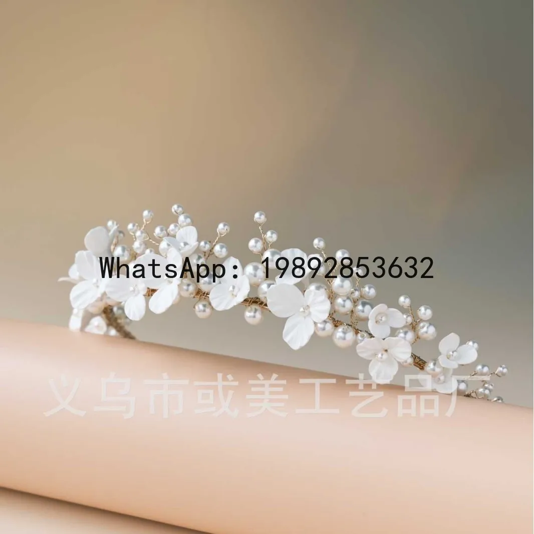 FS Braut-Kopfschmuck Krone Haaraccessoires Handgefertigte Girlande Stirnband Western Hochzeitskleid Zubehör