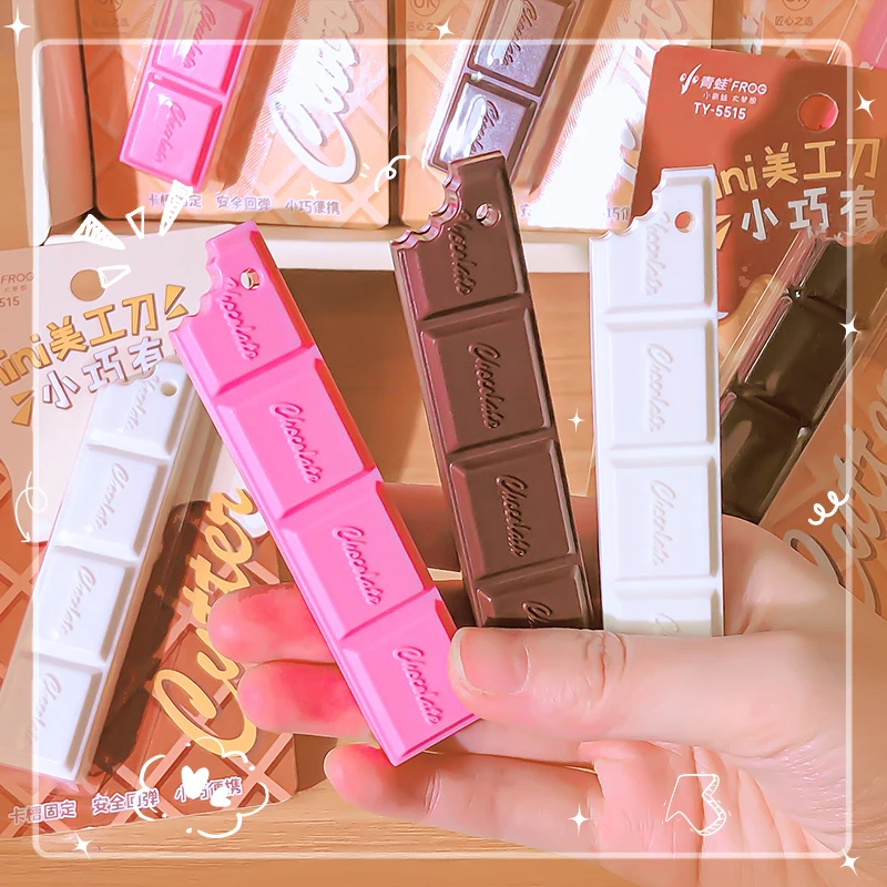 school kawaii stationery store cute pockets knife mini cutter Box cutter Chocolate-shaped utility knife Pocketknives cute things