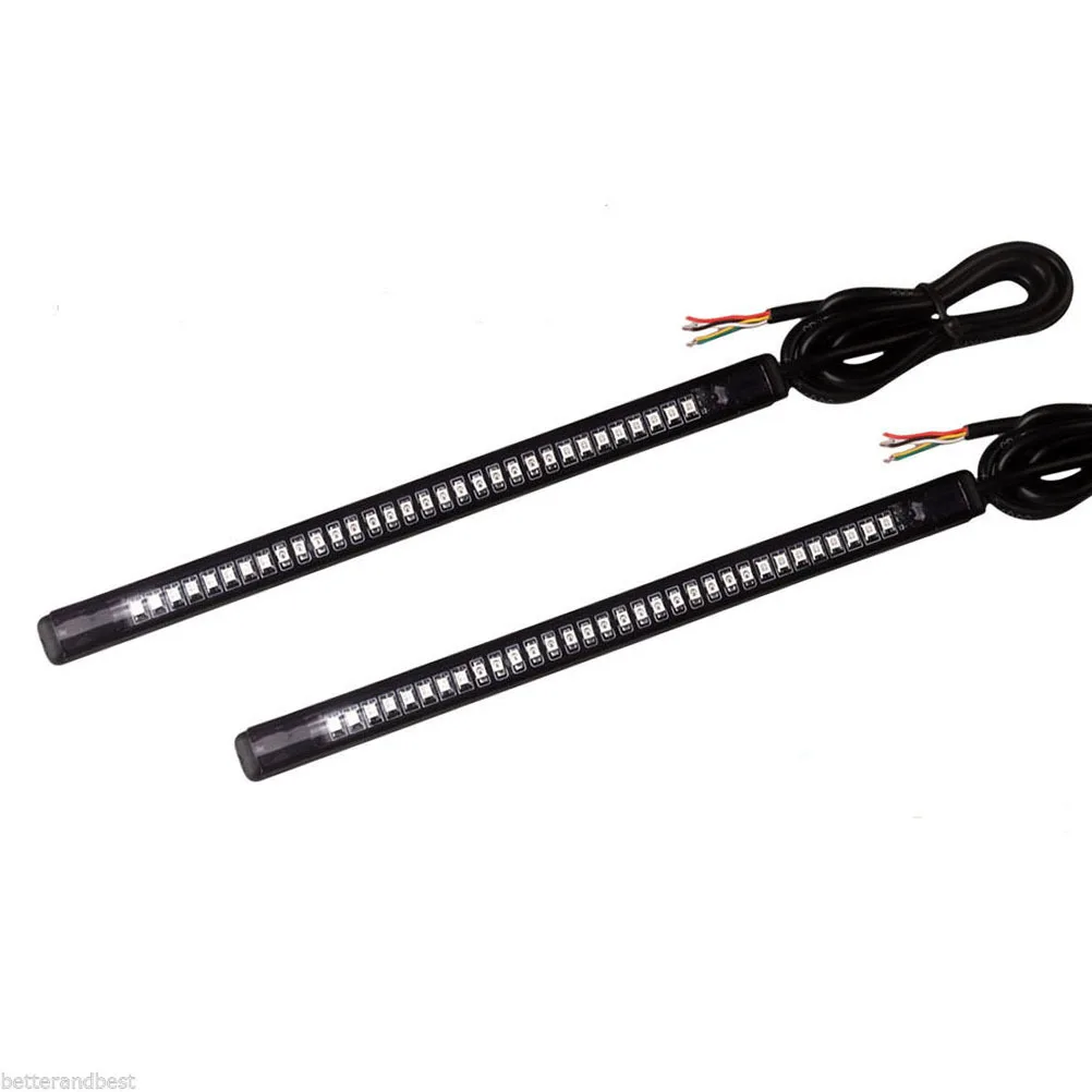 

32Smd 3528 12V Motorcycle Light Bar Red Waterproof Led Brake Turn Signal Running Tail Light Strip For Atv Scooter Moped Suv Van