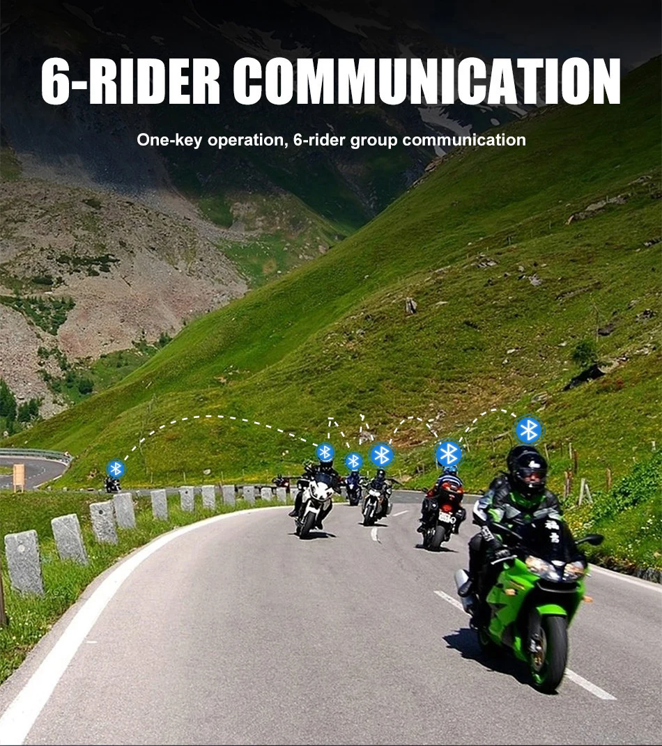S8 Intercom Bluetooth For Motorcycle Helmet Headset FM Music Sharing Helmet Communicator Up to 6 Rider image 5