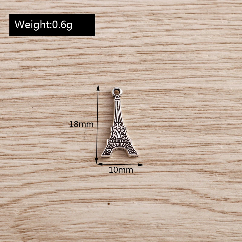 Tusember 50 Stück Legierung 10*18mm Eiffelturm-Anhänger für handgemachten Modeschmuck, Urlaubssouvenirs, DIY-Halsketten, Ohrringe – Detail 1