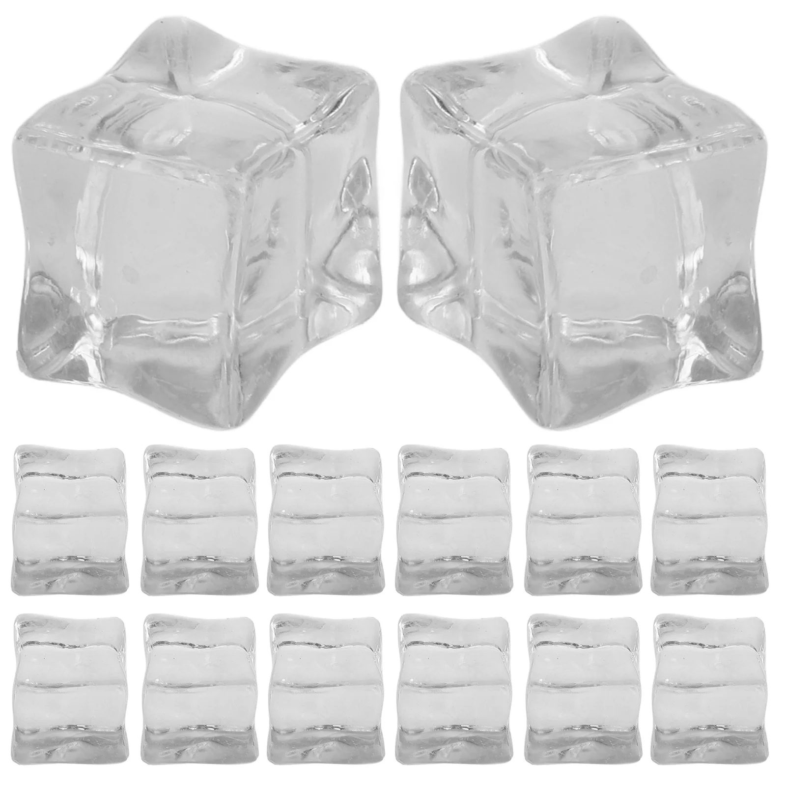 

20Pcs Realistic Artificial Ice Cubes Clear Plastic Simulation Square Decorative for Bar Decor Photography Props
