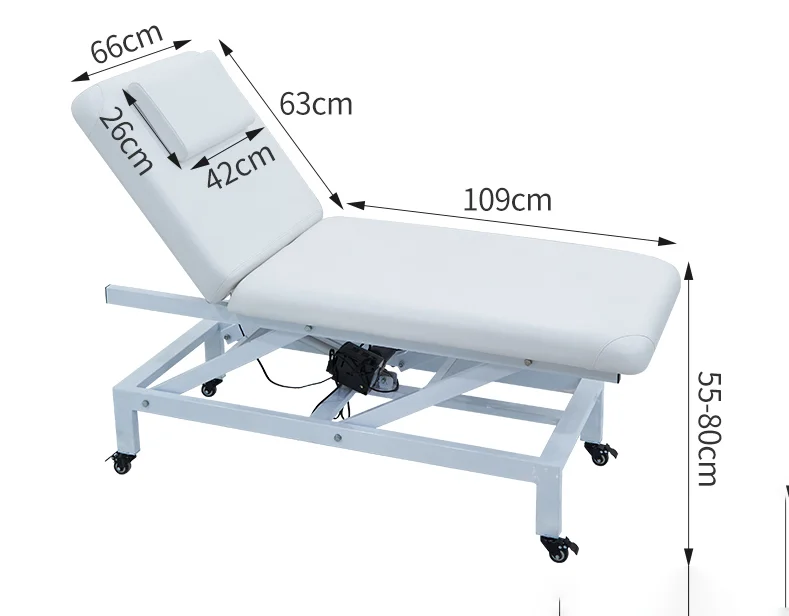 Customizable Simple Ivory White Double Motor Electric Lifting Folding Beauty Bed Suitable For Plastic Massage Dental Tattoo