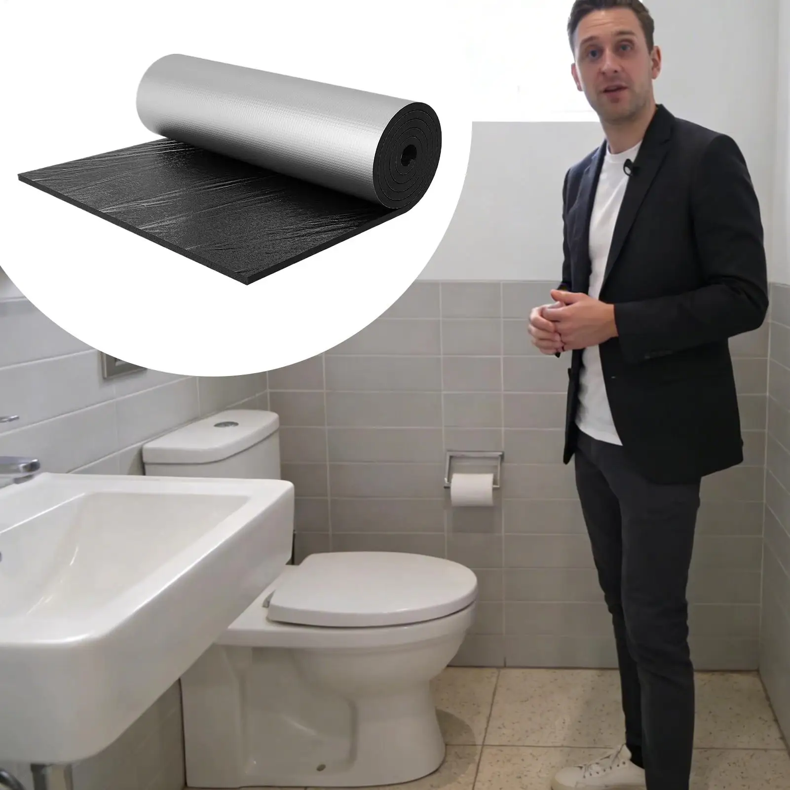 100X40cm Isolierte Toilettentank-Auflage Wasserdichte Selbstklebende Frostschutzmatte Toiletten-Antikondensations-Set für Badewanne und Dusche