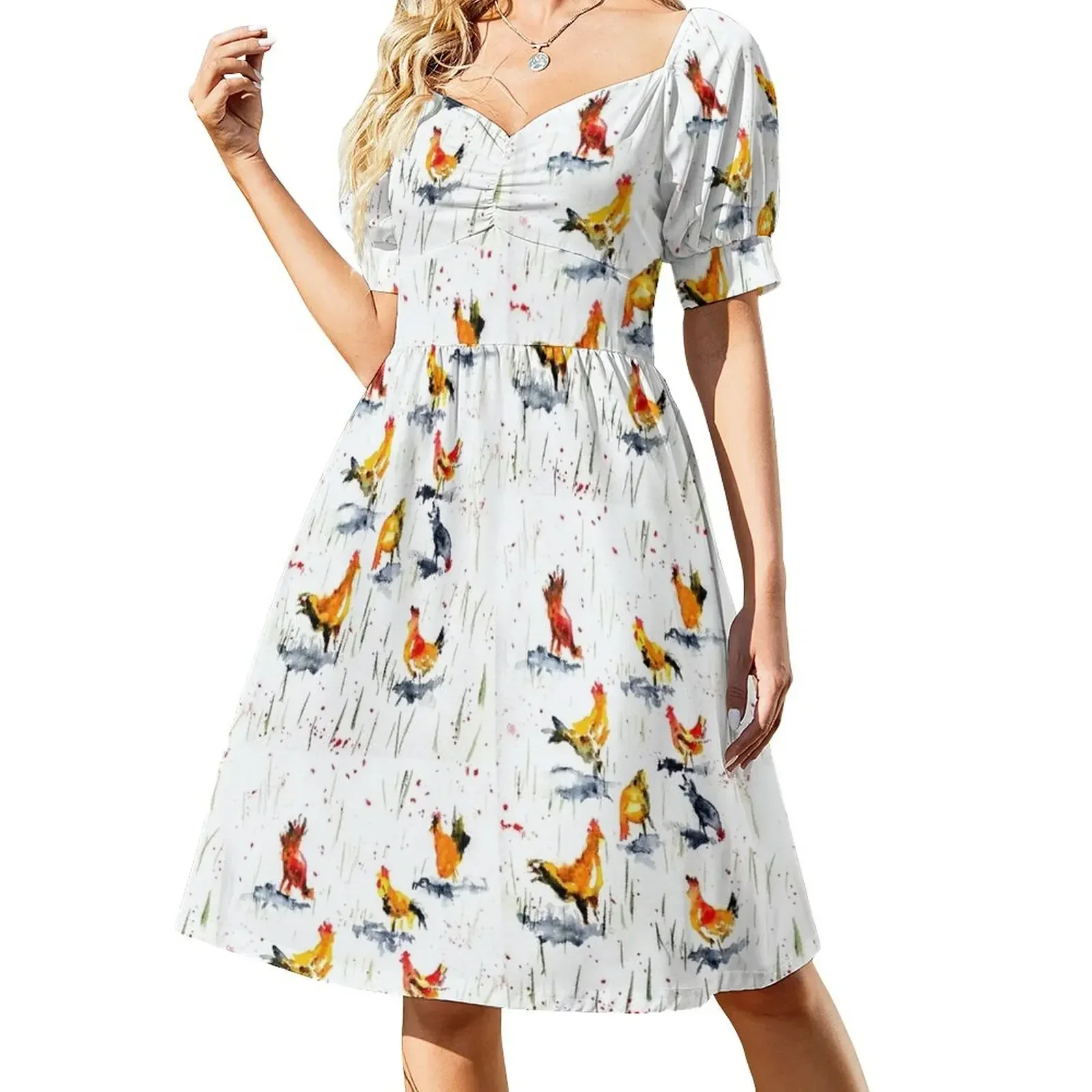 

Farm Yard Chickens Sleeveless Dress fairy dress Dresses gala beach dresses Dress