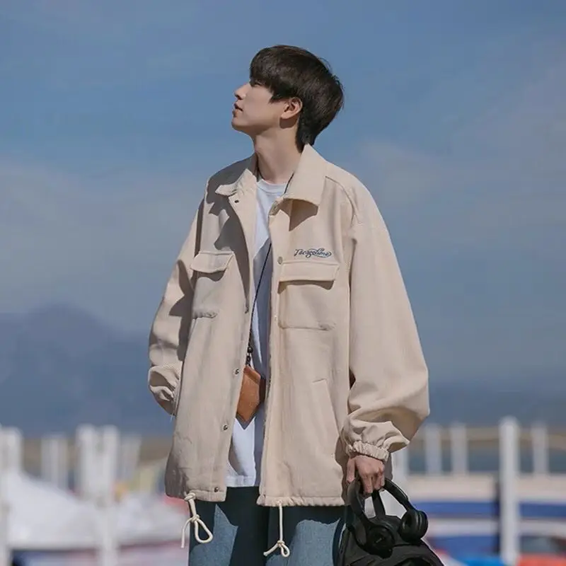 

​ Вельветовая куртка в американском стиле ретро для мужчин, осенняя свободная повседневная уличная куртка с модным дизайном ​